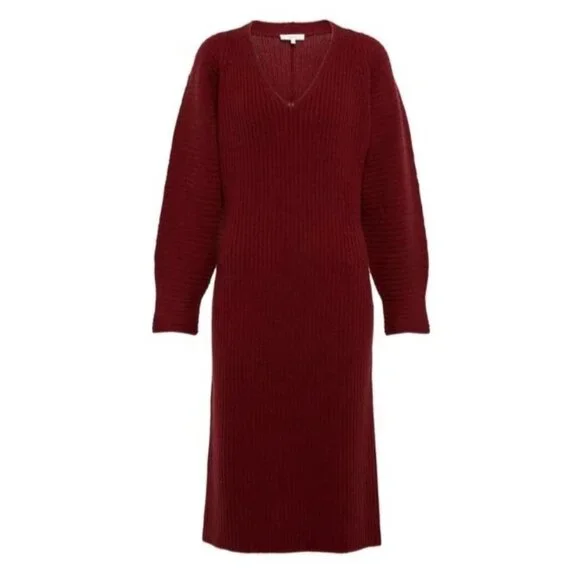 Vince | Dresses | Nwt Vince Womens Size Large Ribbed Plunge Neck Long  Sleeve Wool Blend Dress New | Poshmark